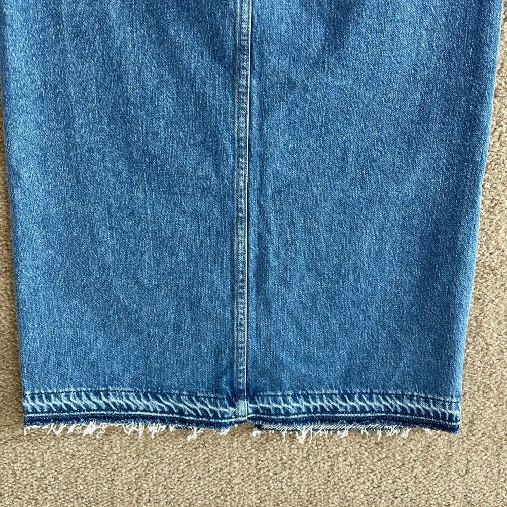 Frame Le Bardot Denim Jean Skirt Womens 24 Margolis Midi High Rise Raw Hem NEW - Picture 11 of 12